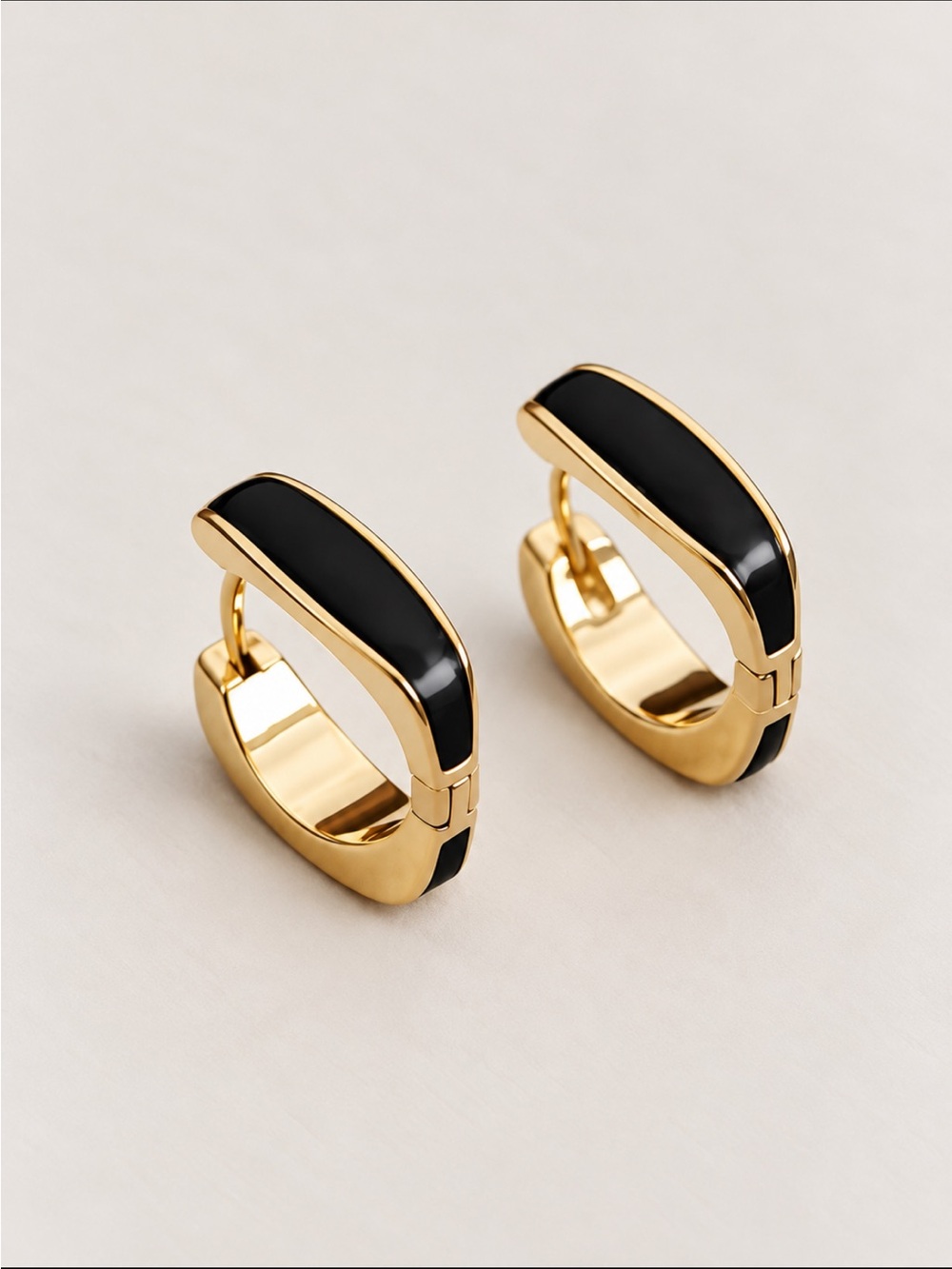 New! Black Gold Huggie Hoop Earrings NWOT